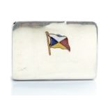 A George VI silver puzzle vesta case, of rectangular form, the cover with an enamel flag, maker