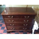 A George III mahogany chest of drawers, moulded cornice above four long graduated drawers with