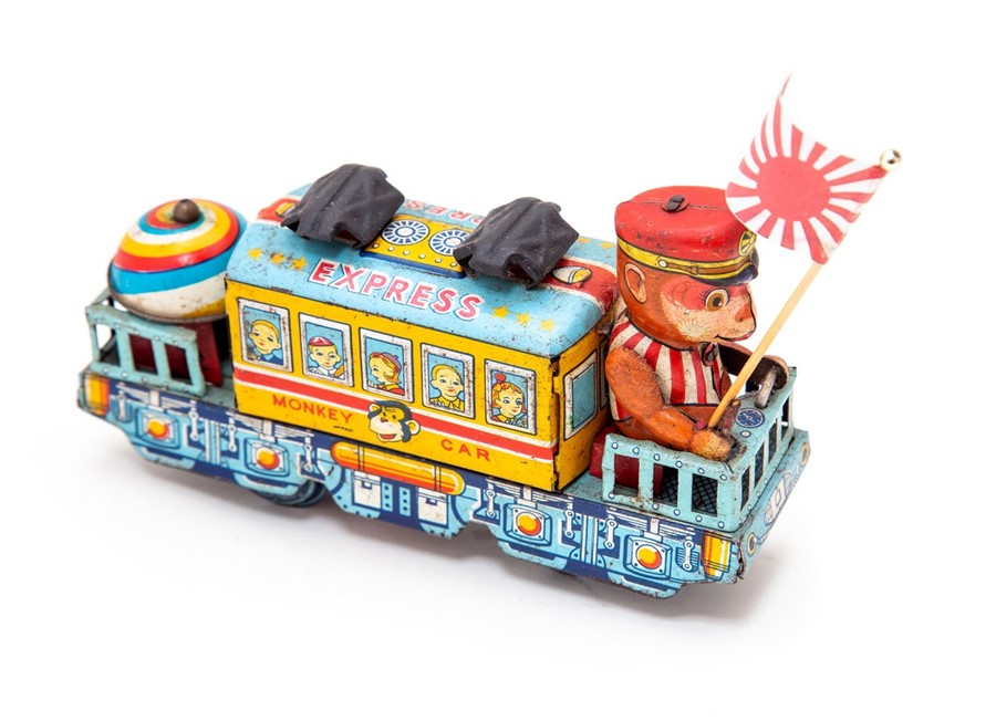 Express Train: A clockwork, tinplate, Express Train, Monkey Car, Made in Japan, length approx.