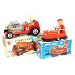 Roadster: A boxed, battery operated, tinplate, Roadster, Made by Daiya, Japan, operates with a