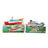 Show Boat: A boxed, tinplate, Friction Powered Show Boat, Made by Nomura (T.N), Japan, complete