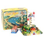 Light House: A boxed, mid-20th century, battery operated, tinplate, Light House, Made by Alps,
