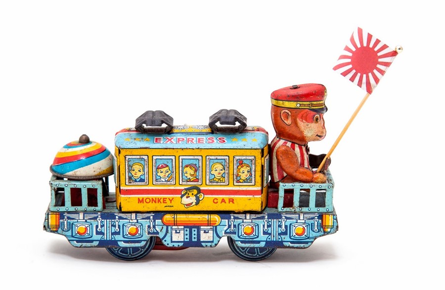 Express Train: A clockwork, tinplate, Express Train, Monkey Car, Made in Japan, length approx. - Image 2 of 2