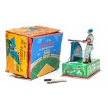 All Stars Mr. Baseball Jr: A boxed 1950's, battery operated, tinplate, All Stars Mr Baseball Jr.,
