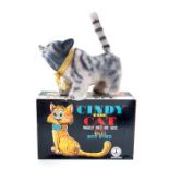 Cindy the Cat: A boxed, battery operated, tin and plush, rubber face, Cindy the Cat, with remote