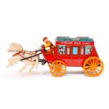 Stagecoach: A battery operated, tinplate, Overland Stage Coach, Made by Modern Toys, Japan, length