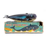 Spouting Whale: A boxed, battery operated, tinplate, Spouting Whale with Flopping Tail, Made by KKS,