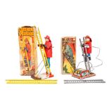 Climbing Fireman: A boxed, clockwork, tinplate, Climbing Fireman, Made by Marx, complete within