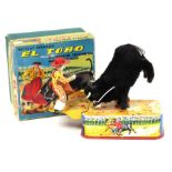 El Toro: A boxed, battery operated, tin and fur, El Toro: The Fighting Snorting Bull and The