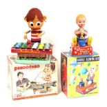 Pinocchio: A boxed, battery operated, tinplate, Pinocchio with Glowing Face, Made by Nomura (T.N),