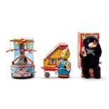 Hungry Cub: A boxed, wind up, tinplate and fur, Hungry Cub, Made by Nomura (T.N), Japan, complete