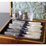 A silver cigar pricker, by Sampson Mordan & Co, assayed London 1929, together with a set of six