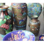 A large collection of Chinese cloisonne vases and bowls