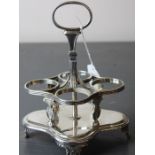 An early Victorian silver four bottle cruet stand, by John Evans II, assayed London 1838, with