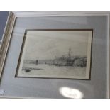 William Lionel Wyllie (1851-1931), drypoint etching of a harbour scene, signed in pencil in lower