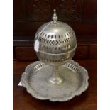 A plated Middle Eastern incense burner
