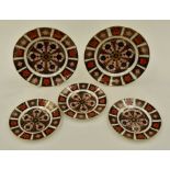 Five Royal Crown Derby Imari 1128 pattern plates including two lunch and three side plates (5)