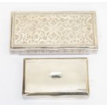 A Silver Art Deco style Cigarette box, Birmingham 1934 John Rose, wood lined, weight 372 grams