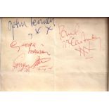 Beatles Autographs - full set on one piece of paper obtained by client on the 19th January 1963 in