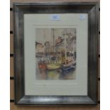 Collection of coastal scene watercolours including John Shepherd "Lands End Cornwall" oval