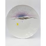 A Meissen porcelain charger bowl with silver and pale purple pattern