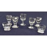 18th and 19th Century glass; a rummer; penny/tuppenny licks, liqueur glass and two Irish glasses