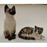 **REOFFER IN A&C NOV £20-£30** Two Kensington Pottery Winstanley cats, Siamese  and tabby