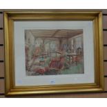 Walter A Scott, ARHA, Irish, early 20th Century, room interior, watercolour and pen, 28 x 36 cms