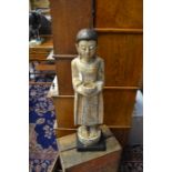 ** COLLECTED 25/10/19 BJ  **A carved and painted wooden Oriental figure, approx 69 cms in height