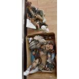 Collection of Capodimonte figure with others including large tramp on bench