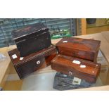 Rosewood work box A/F, mahogany tea caddy, glove box , Japanese tea caddy,