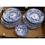 Spode Italian Design blue and white dinner service including plates and bowls