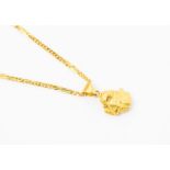 An Australian gold nugget pendant on Chinese 22ct gold chain, weight approx 20 grams
