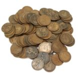 **AWAY** Assorted coins including pennies, six pences and a florin