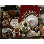 A collection of bone china, earthenware including; Royal Crown Derby 1128 Imari cake plate; Royal