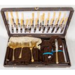 **REOFFER IN A&C NOV £60-£80** Boxed fish knife and fork set along with gilt metal Berndorf
