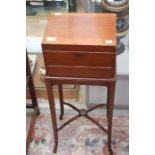 Early 20th Century ladies vanity box on stand in mahogany with open drawer mechanism