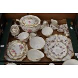 A group of Royal Crown Derby, Royal Pinxton Roses pieces including; teapot, sugar bowl, jug,