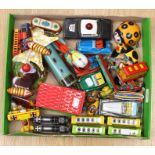 Tinplate toys, a collection of 24, some friction drive, some clockwork, includes Wells Golden