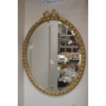 20th Century gilt oval mirror