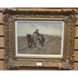 Harold Swanwick, 1866-1929, oil on canvas, Going to Work, signed to lower right, in giltwood