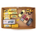 Dinky boxed diecast vehicles including Austin Atlantic 106, Aston Martin DB3 110, Triumph TR2 111,