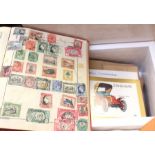 A collection of stamps, one album, South African stamps/memorabilia, loose, two small boxes of