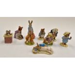 A group of nineBeswick and Royal Albert Beatrix Potter statues including Tommy Brock