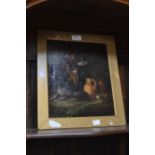 A 19th Century School, terrier with game, oil on canvas, indistinctly signed, left to right, framed
