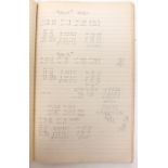 RMS Lancastria log book, 26 December 1929 to 5 June 1930, half-filled with coordinates/figures (