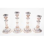 Four Sheffield plate telescopic candlesticks