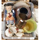 A collectors lot including a Cloisonne bulbous vase; 19th Century Staffordshire Toby jug; a