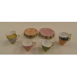 Collection of Royal Albert Gossamer saucers and sandwich plates, six of each different colours (Q)