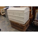 Early 20th Century wedding chest painted with hotel laundry basket